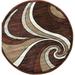 Modern Round Area Rug Brown Rust Design 144 (7 Feet 3 Inches X 7 Feet 3 Inches Round)