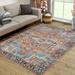 GlowSol 5 x 7 feet Machine Washable Area Rug Persian Vintage Rug Indoor Floral Print Rug Lightweight Thin Foldable Accent Rug for Home Office Orange