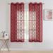 Pinewave Light Filtering Window Panels for Living Room Moroccan Trellis Tulle Sheer Drapes Grommet Top W38 xL54 x2 Red