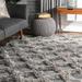 nuLOOM Francene Diamond Trellis Shag Area Rug 6 7 x 9 Silver