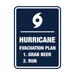 Signs ByLITA Portrait Round Hurricane evacuation plan. 1) grab beer 2) run ABS Plastic | Laser Engraved | Easy Installation | Elegant Design Sign (Navy Blue / White) - Large