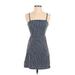 Kimchi Blue Casual Dress - A-Line Square Sleeveless: Blue Print Dresses - Women's Size X-Small