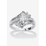 Women's Silver Tone Marquise Cut Engagement Ring Cubic Zirconia by PalmBeach Jewelry in Silver (Size 10)
