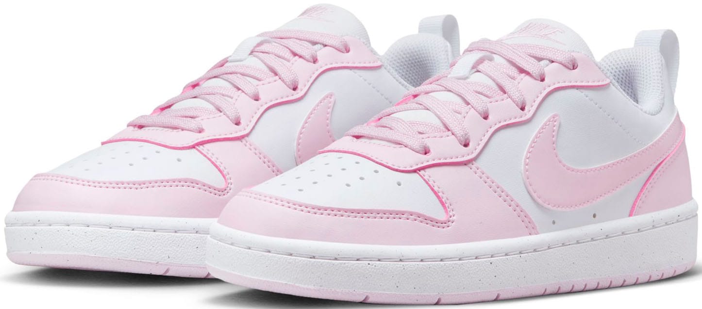 Sneaker NIKE SPORTSWEAR "Court Borough Low Recraft", Mädchen, Gr. 39, pink (weiß, pink), Synthetik, Textil, Schuhe Sneaker, Design auf den Spuren des Air Force 1, für Jugendliche