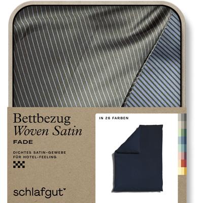 Bettbezug SCHLAFGUT "Woven Satin Fade mit feinen Streifen", blau (blau deep, off, schwarz), B:135-140cm L:200cm, Mako-Satin, Obermaterial: 100% Baumwolle, Bettbezüge, mit Farbverlauf, Mix & Match: passender Kissenbezug erhältlich Image