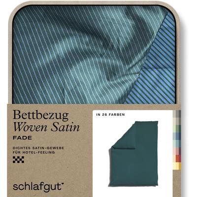 Bettbezug SCHLAFGUT "Woven Satin Fade mit feinen Streifen", bunt (petrol deep, grün deep), B:135-140cm L:200cm, Mako-Satin, Obermaterial: 100% Baumwolle, Bettbezüge, mit Farbverlauf, Mix & Match: passender Kissenbezug erhältlich Image