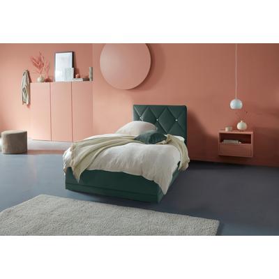 Polsterbett "Adamas", grün (moosgrün), L:210cm, Bezug: 100% Polyester, Polsterung: Polsterwatte, Material Gestell: gepolsterter Holzwerkstoff, WESTFALIA SCHLAFKOMFORT, Betten, auch mit Bettkasten, Knopfheftung mit Strasssteinen Image