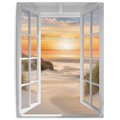 Poster REINDERS "Sonnenuntergang am Strand", orange (farbe bild(er): orange), B:60cm H:80cm T:0,1cm, Leinwand, Bilder, Outdoor für Garten oder Balkon Image