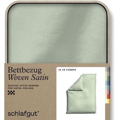 Bettbezug SCHLAFGUT "Woven Satin", grün (grün light), B:155cm L:220cm, Mako-Satin, Obermaterial: 100% Baumwolle, Bettbezüge, besonders dicht gewebt, Mix & Match: passender Kissenbezug erhältlich Image