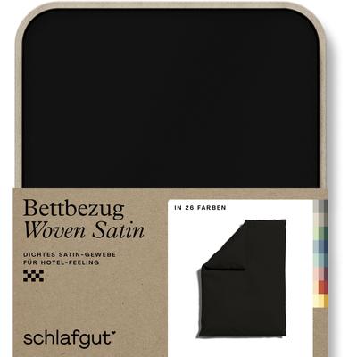 Bettbezug SCHLAFGUT "Woven Satin", schwarz (off, schwarz), B:135-140cm L:200cm, Mako-Satin, Obermaterial: 100% Baumwolle, Bettbezüge, besonders dicht gewebt, Mix & Match: passender Kissenbezug erhältlich Image