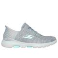 Skechers Women's Slip-ins: GO GOLF WALK 5 - Slip-Ins Shoes | Size 7.5 | Gray/Aqua | Textile/Synthetic
