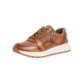 Tamaris Comfort Damen Sneaker flach aus Leder Comfort Fit, Braun (Cognac), 37 EU