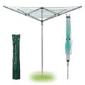 BONAFIDE 50M Heavy Duty 4 Arm Outdoor Rotary Clothes Airer | Portable Folding Rotary Washing Line | Rotary Washing Line Spike | 4 Arm Rotary Washing Line for Outdoor & Garden