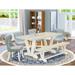 Red Barrel Studio® 6 - Person Acacia Solid Wood Dining Set Wood/Upholstered in White | 30" H x 60" L x 36" W | Wayfair