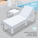 Latitude Run® 78.8" Long Reclining Single Chaise w/ Cushions & Table Metal in White | 31.4 H x 29.5 W x 78.8 D in | Outdoor Furniture | Wayfair