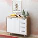 East Urban Home Redman 4 - Drawer 2 - Door Accent Cabinet Wood in Brown/White | 39.4 H x 32.3 W x 13.8 D in | Wayfair