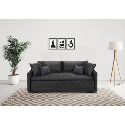 Schlafsofa INOSIGN "Potsdam", schwarz, B:218cm H:97cm T:96cm, 100%Polyester, Sofas, mit Boxspringaufbau, Bettfunktion & Bettkasten, Dauerschlafsofa Image