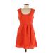 J.Crew Casual Dress - A-Line Scoop Neck Sleeveless: Red Solid Dresses - Women's Size 6 Petite