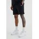 Mens Black Loose Fit Short Length Premium Towelling Short, Black