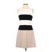 Calvin Klein Casual Dress - Mini Crew Neck Sleeveless: White Color Block Dresses - Women's Size 6