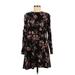 Iz Byer Casual Dress: Black Floral Dresses - Women's Size Medium
