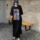 Robe t-shirt surdimensionnée à motif imprimé pour femmes robe longue à manches courtes ample et