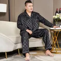 5xl große Pyjamas für Männer 165kg Frühling Sommer Eis Seide Satin coole Pyjama Mann Set lässig lose