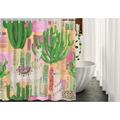 JOOCAR Llamas and Cacti Long Shower Curtain with Hooks Cactus Fluffy White Animal Alpaca Flowers Cute Pet Fabric Shower Curtain Large Polyester 72x72 Inch for Bathrooms Bathtubs