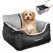 BurgeonNest Dog Car Seat for Small Dogs Fully Detachable and Washable Dog Carseats Small Under 25 Soft Dog Booster Seats with Storage Pockets and Clip-On Leash Portable Dog Car Travel Carrier Bed