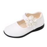 Quealent Baby Boys Shoes Baby Boy Toddler Baby Children Leather Flower Single Soft Dance Shoes Girls Shoes Kid Princess Baby Shoe for Boys Size 4 White 1.5 Big Kid