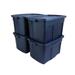 Rubbermaid Roughneck Storage Totes 25 Gal Large Durable Stackable Containers Great for Garage Organization Clothing and More 4-Pack