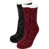 Kuschelsocken CAPELLI NEW YORK, Damen, rot (bordeaux, schwarz), Obermaterial: 100% Polyester, uni, Zopfmuster, Socken, mit Antirutsch-Noppen