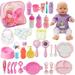 SOTOGO 34 Pieces Baby Doll Care Set Doll Feeding and Changing Accessories Set Baby Doll Accessories in Bag Without Doll