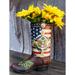 Rustic Western USA Flag Military Cross Olive Branch Cowboy Boot Vase Planter