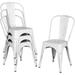 Metal Dining Chairs Indoor/Outdoor Coffee Kitchen Chairs Stackable Chic Dining Bistro Cafe Side Chairs Set Of 4 Distressed White