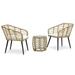 Irfora 3 Piece Bistro Set Poly Rattan Oak