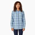 Dickies Women's Plaid Flannel Long Sleeve Shirt - Clear Blue/orchard Size S (FL075)