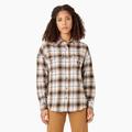 Dickies Women's Long Sleeve Flannel Shirt - Brown Duck/black Ombre Plaid Size XS (FLR52)