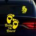 Baby on Board Stickers for Cars Nouiroy 2PCS Love Feet Super Strong Reflective Baby in Car Decals and Stickers Cute Baby Car Window Bumper Safety Warning Sign Waterproof Auto Vinyl Sticker Yellow