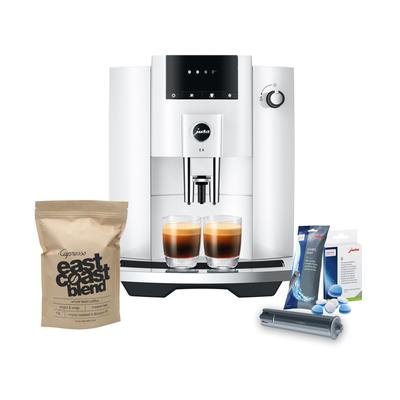 Jura Coffee Machine (Piano White) w/ Filter, Cleaning Tablets & Coffee