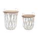 Metal and Wood Side Basket Tables (Set of 2) - N/A