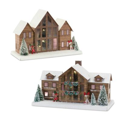 Ski Lodge (Set of 2) 14.75"L x 8.25"H, 14.75"L x 9.75"H Paper/Plastic - 14.75"L x 6.75"W x 8.25"H