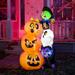 Joiedomi's 6ft Multicolor Polyester Indoor Outdoor Stacked Characters Interacting with Pumpkins Inflatable
