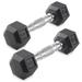 Pair of Rubber Coated Hex Dumbbell, Cast Iron Hand Weight Set