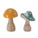Garden Decor Mushroom Set of 2 - Orange Mushroom: 5" x 5" x 8"