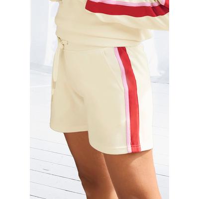 Sweatshorts VIVANCE, Damen, Gr. 36/38, N-Gr, beige (creme, rot), Sweatware, Obermaterial: 60% Baumwolle, 40% Polyester, unifarben mit Farbeinsätzen, modisch, lässig geschnitten kurz, Hosen, mit Kontrast Einsätzen, Loungewear Image