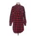 Eddie Bauer Casual Dress - Mini Collared 3/4 sleeves: Red Print Dresses - Women's Size 2