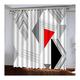 Daesar Polyester Curtain 52 x 63 Inch Window Treatment Door 3D Geometric Pattern Drapes Curtains for Living Room Grey White Red Black Drapes for Bedroom 2 Panels