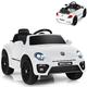 GYMAX Kids Ride on Car, 12V Licensed Volkswagen Beetle Battery Powered Car with Remote Control, Bluetooth, USB, FM, Music, Spring Suspension&Slow Start, Children Electric Vehicle for Girls Boys(White)