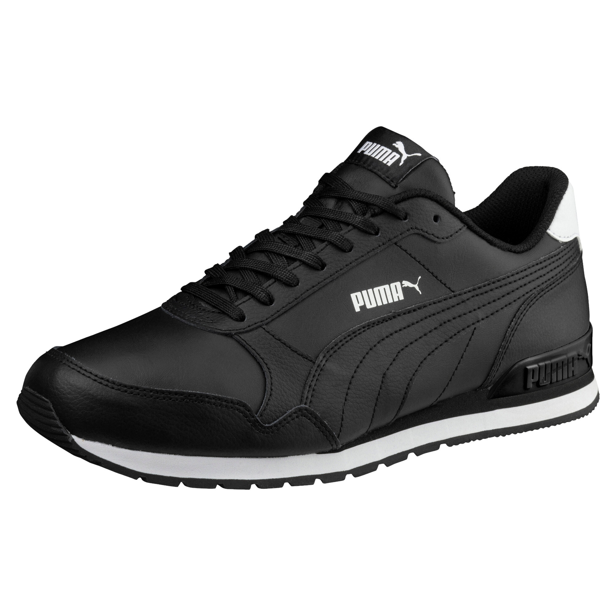 Sneaker PUMA "ST RUNNER V2 FULL L", Damen, Gr. 37, puma schwarz, puma schwarz, puma weiß, Leder, Schuhe Sneaker